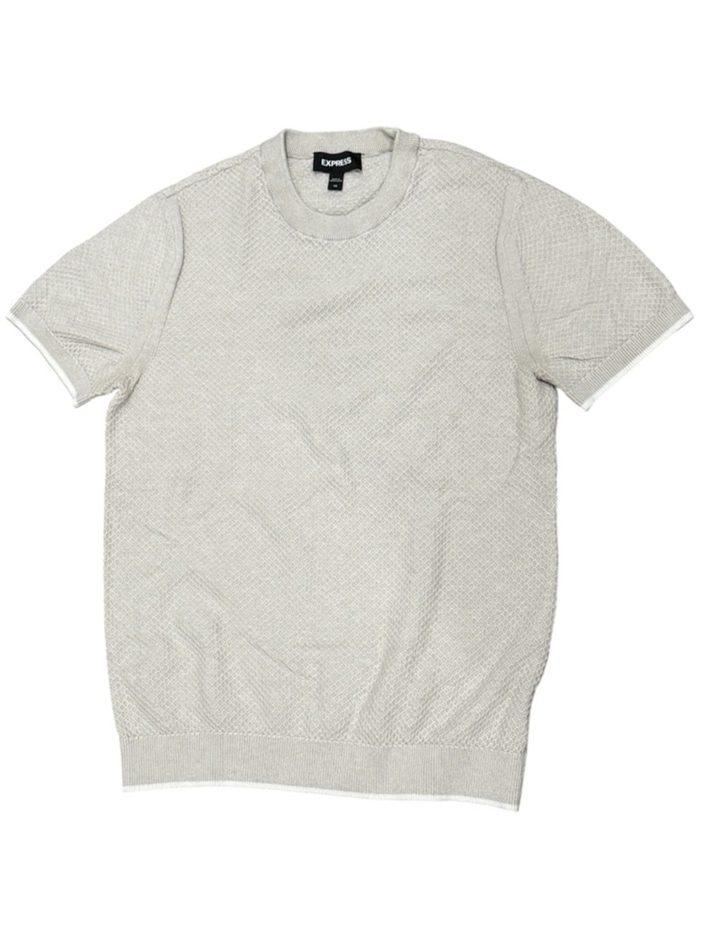Mens Express Short Sleeve Knit Sweater - Light Beige Size XS